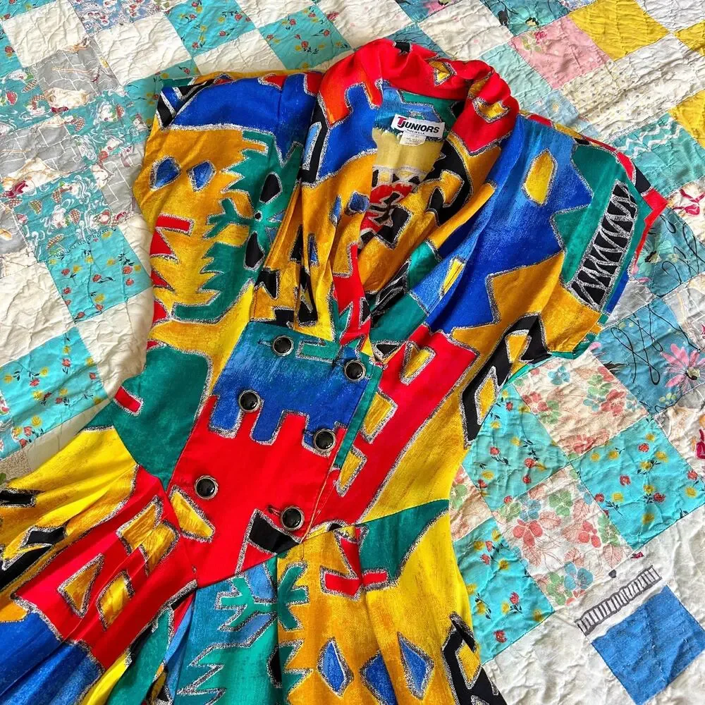 Vintage 80s does 40s Draped Shirred Back Cinch Waist Culotte Playsuit Romper - Picture 2 of 7